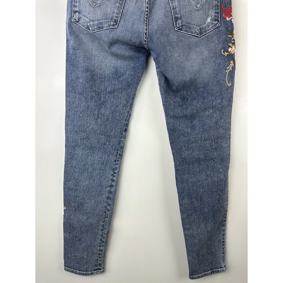 Hudson Nico Mid Rise Ankle Embroidered Distressed Skinny Jeans Women's Size 27 - Picture 13 of 14